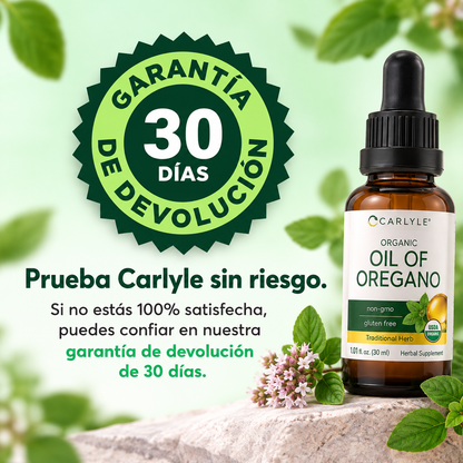 Aceite De Orégano Orgánico, 70% Carvacrol Y Timol