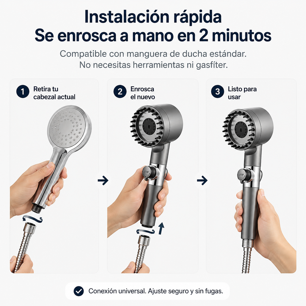 Instalación del cabezal en la ducha