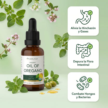 Aceite De Orégano Orgánico, 70% Carvacrol Y Timol