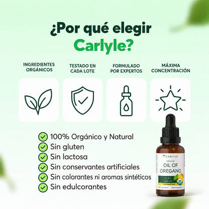Aceite De Orégano Orgánico, 70% Carvacrol Y Timol