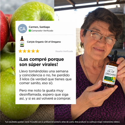 Aceite De Orégano Orgánico, 70% Carvacrol Y Timol