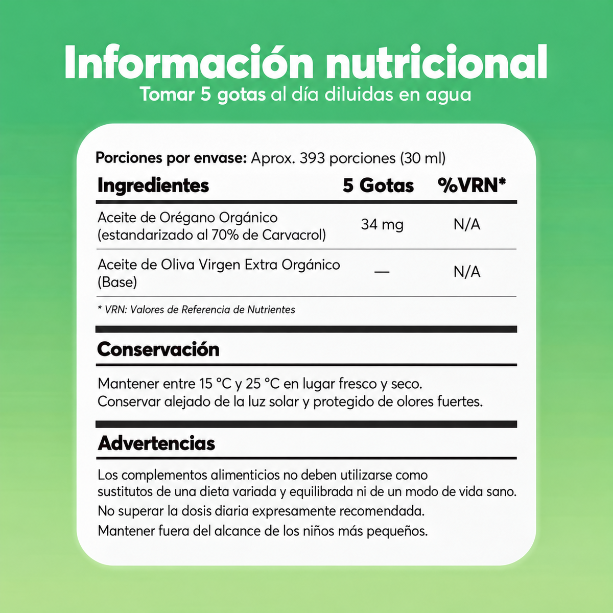 Aceite De Orégano Orgánico, 70% Carvacrol Y Timol